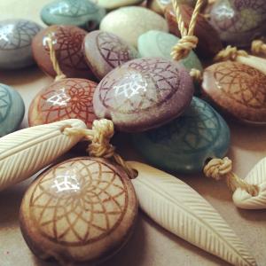 Sandblasted porcelain dreamcatchers